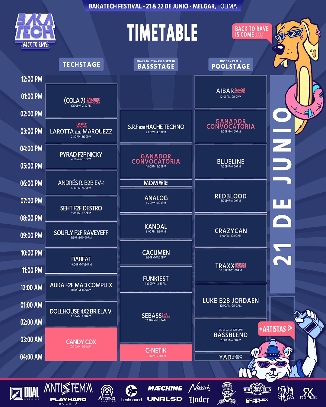 Timetable 21 de Junio