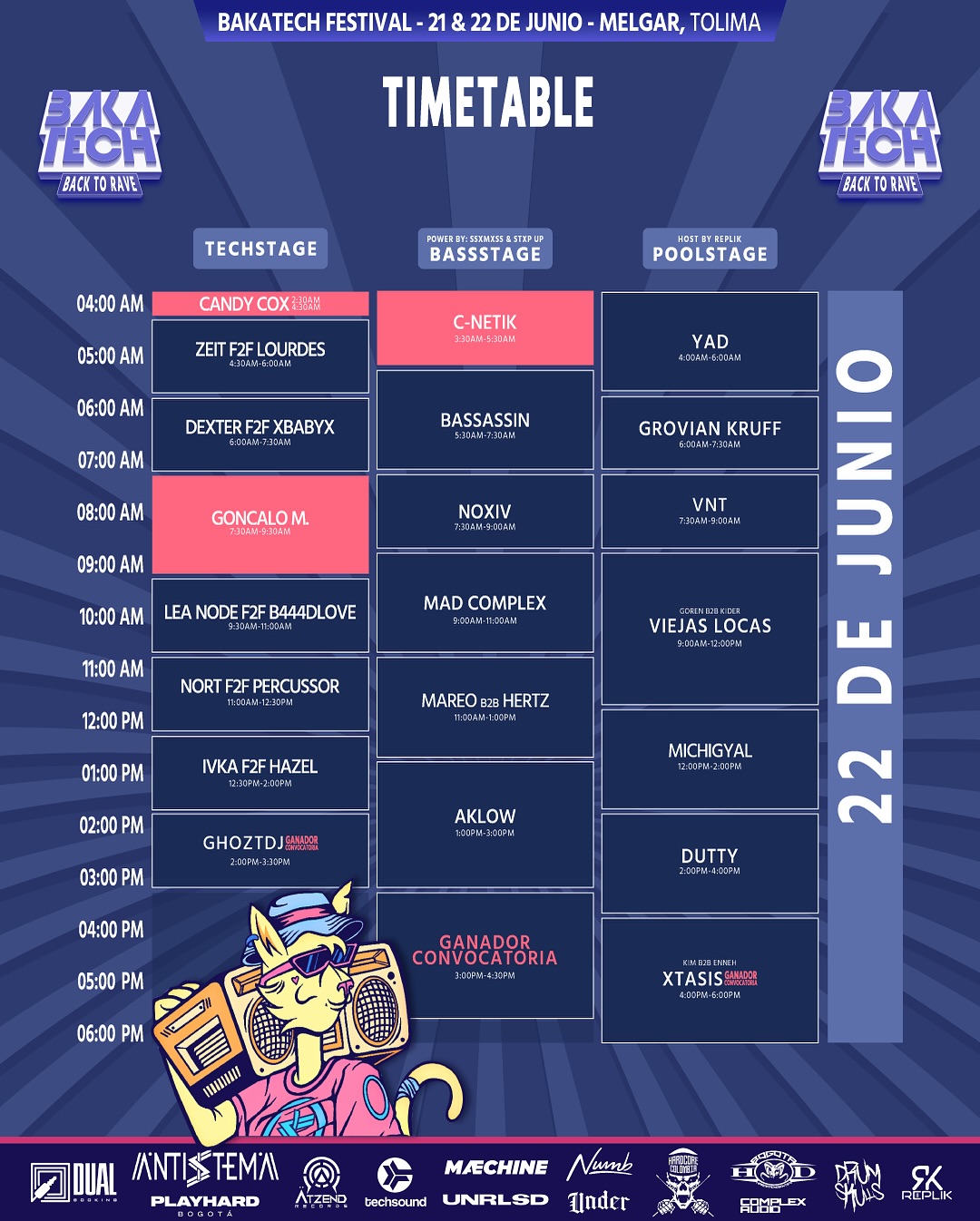 Timetable 22 de Junio